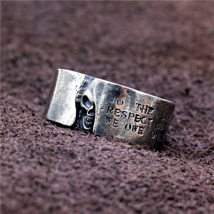 925 Sterling Silver Handmade Personalized Minority Retro Trendy Style Unique Texture Carved Couple Rings
