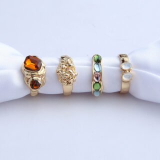 European And American Multi-color Retro Color Resin Gas Female Ring Four-piece Set
