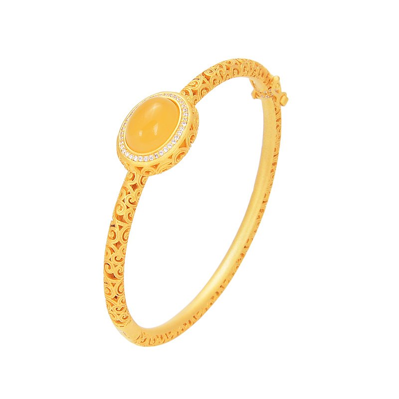 Women's Sterling Silver Vintage Style Antique Gold Plated Bracelet - Image 5