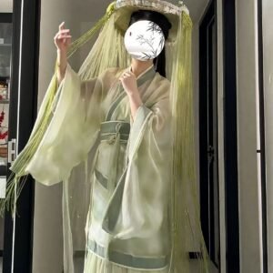 Hanfu Hat Bamboo Hat Tassel Crystal Curtain Chivalrous Woman Bamboo Hat Veil