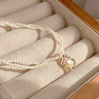 Niche Double Layer Twin Small Rice-shaped Beads Clavicle Temperament Entry Lux Fashion Necklace