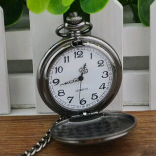Tungsten steel polished black Continental fashion retro flip pocket watch men and women antique gift watch pocket watch