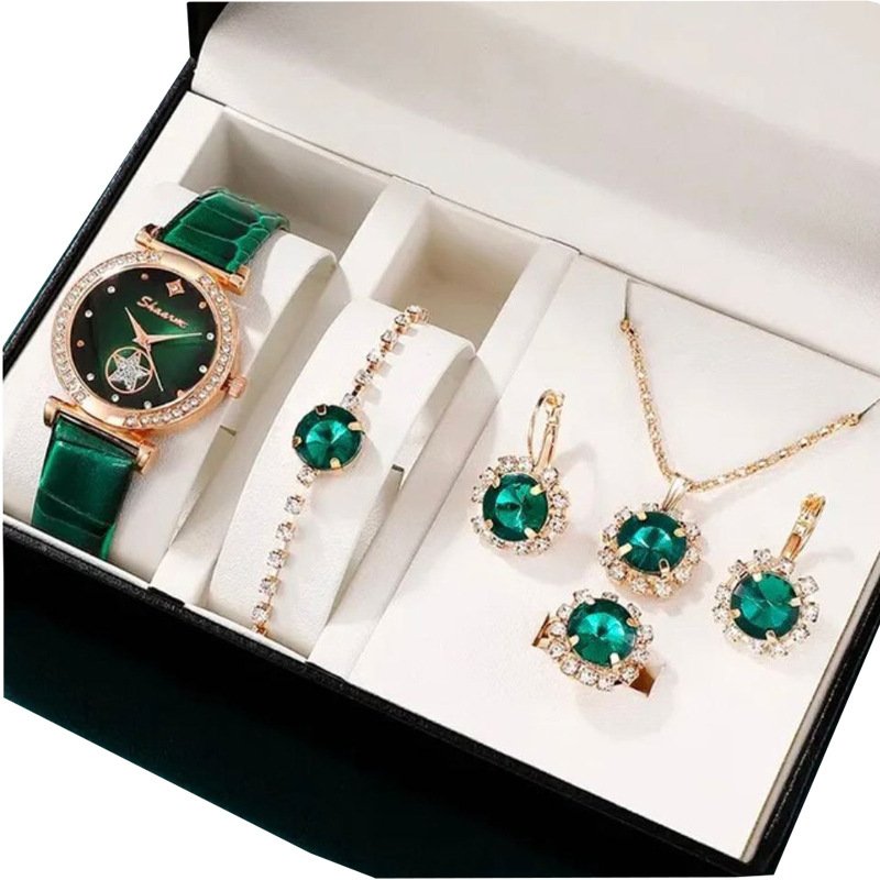 Fashion Watch Gift Suit Quartz Watch Necklace Bracelet Ring Stud Earrings - Image 4