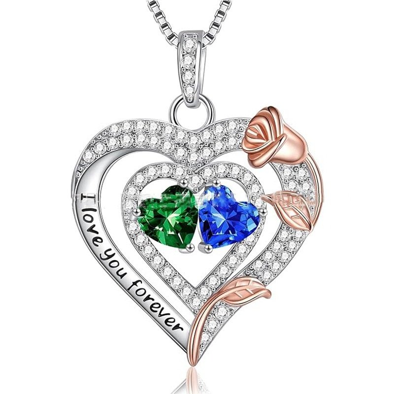 European And American Heart Of Eternity S925 Sterling Silver Double-layer Necklace For Women - Image 2