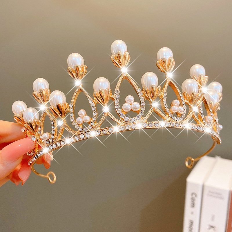 Sweet Fashion Jewelry Hair Accessories Multicolor Pearl Crown Banquet Birthday Fashion Princess Headband Girl Kawaii Crown Crown Headband Headgear Headgear Crystal Wedding Party Hair Accessories - Image 6