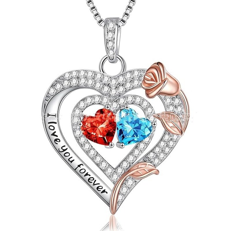 European And American Heart Of Eternity S925 Sterling Silver Double-layer Necklace For Women - Image 10