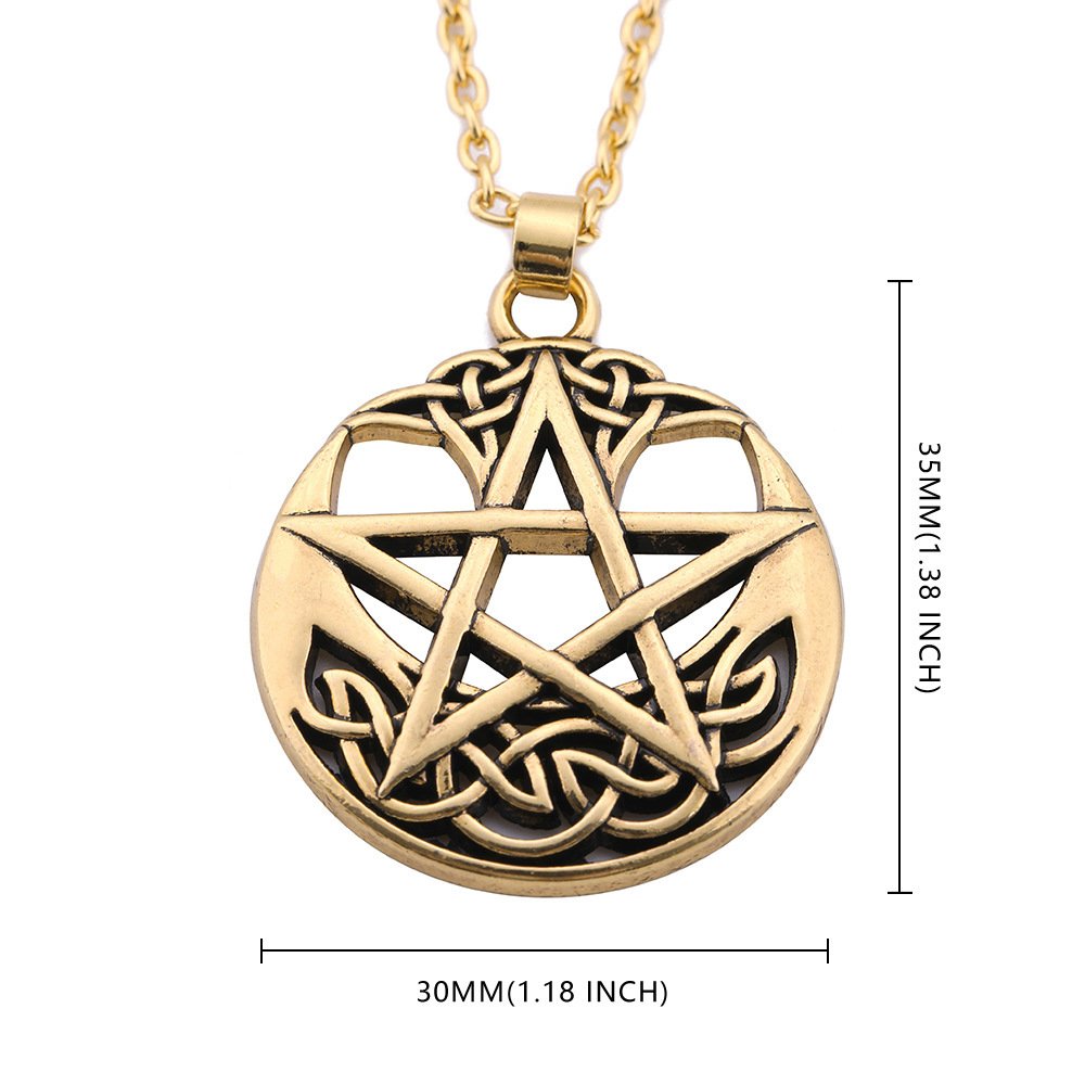 Fashion Lucky Round Pendant Pentagram Alloy Necklace - Image 4