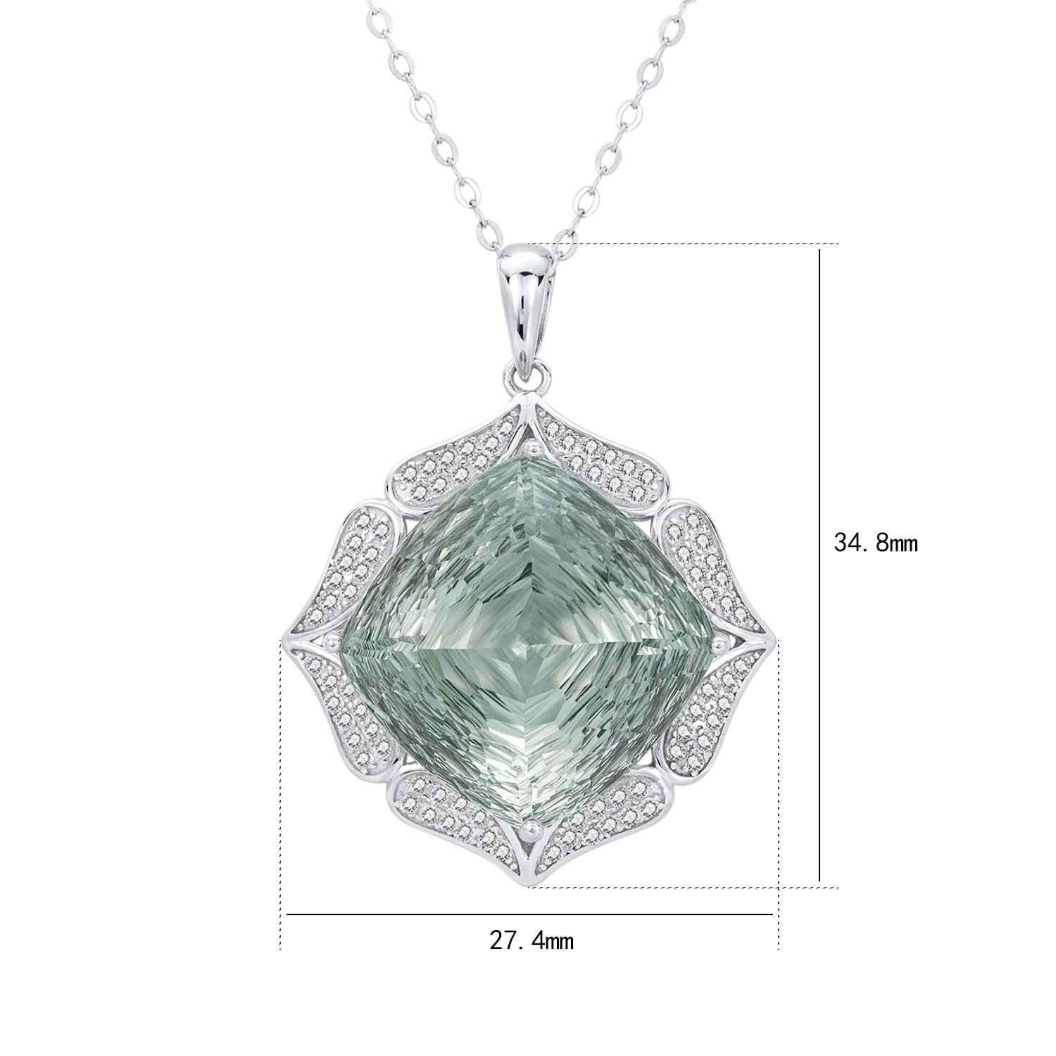 European And American Entry Lux Sweater S925 Silver Inlay Large Natural Green Crystal Pendant - Image 4