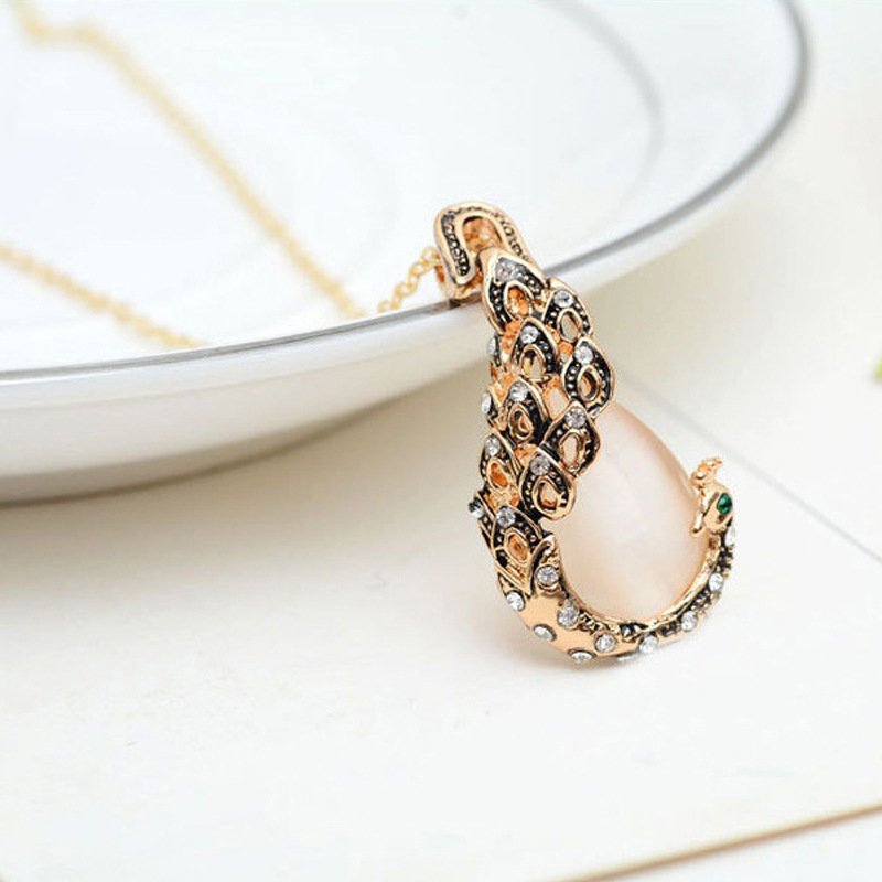 Bridal Jewelry Peacock Gem Necklace Earrings - Image 5