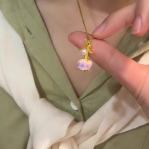 S925 Silver Warm Enamel Blossom Rose Pendant Necklace