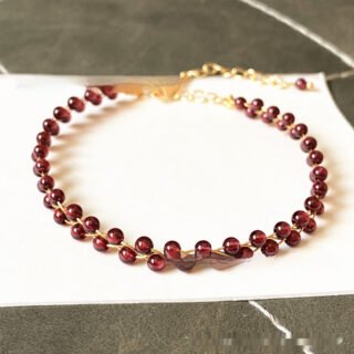 14K Gilded Natural Double Layer Blue Light Labradorite Moonstone Bracelet