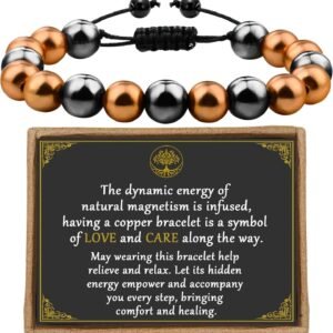 Copper Bead Magnet 6mm Women's Copper Bead Black Magnet Bracelet