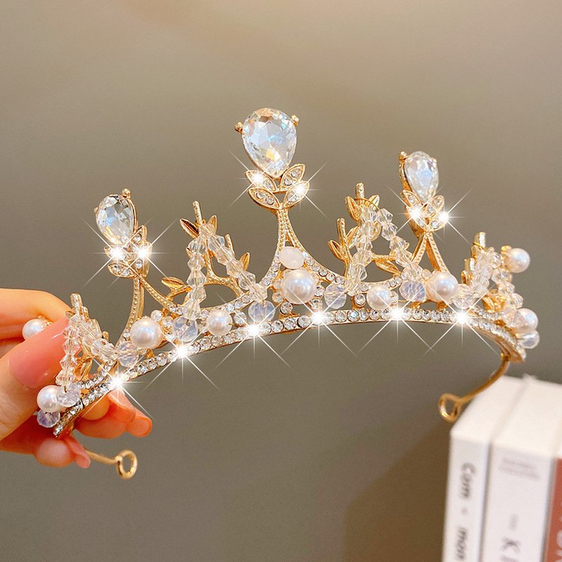 Sweet Fashion Jewelry Hair Accessories Multicolor Pearl Crown Banquet Birthday Fashion Princess Headband Girl Kawaii Crown Crown Headband Headgear Headgear Crystal Wedding Party Hair Accessories - Image 5