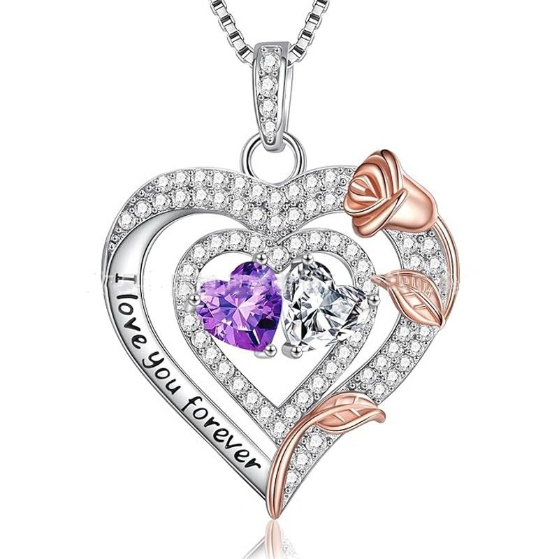European And American Heart Of Eternity S925 Sterling Silver Double-layer Necklace For Women - Image 3