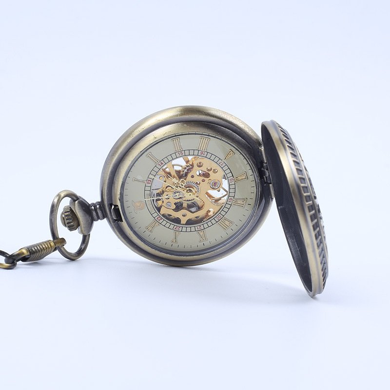 Automatic Semi-automatic Mechanical Pocket Watch Roman Digital Dial Pocket Watch - Image 9