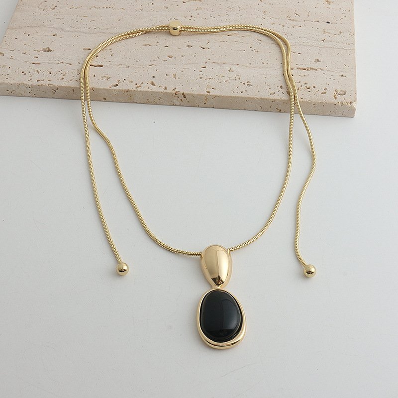 New Chinese Style Accessories Irregular Stitching Black Onyx Necklace Women - Image 6