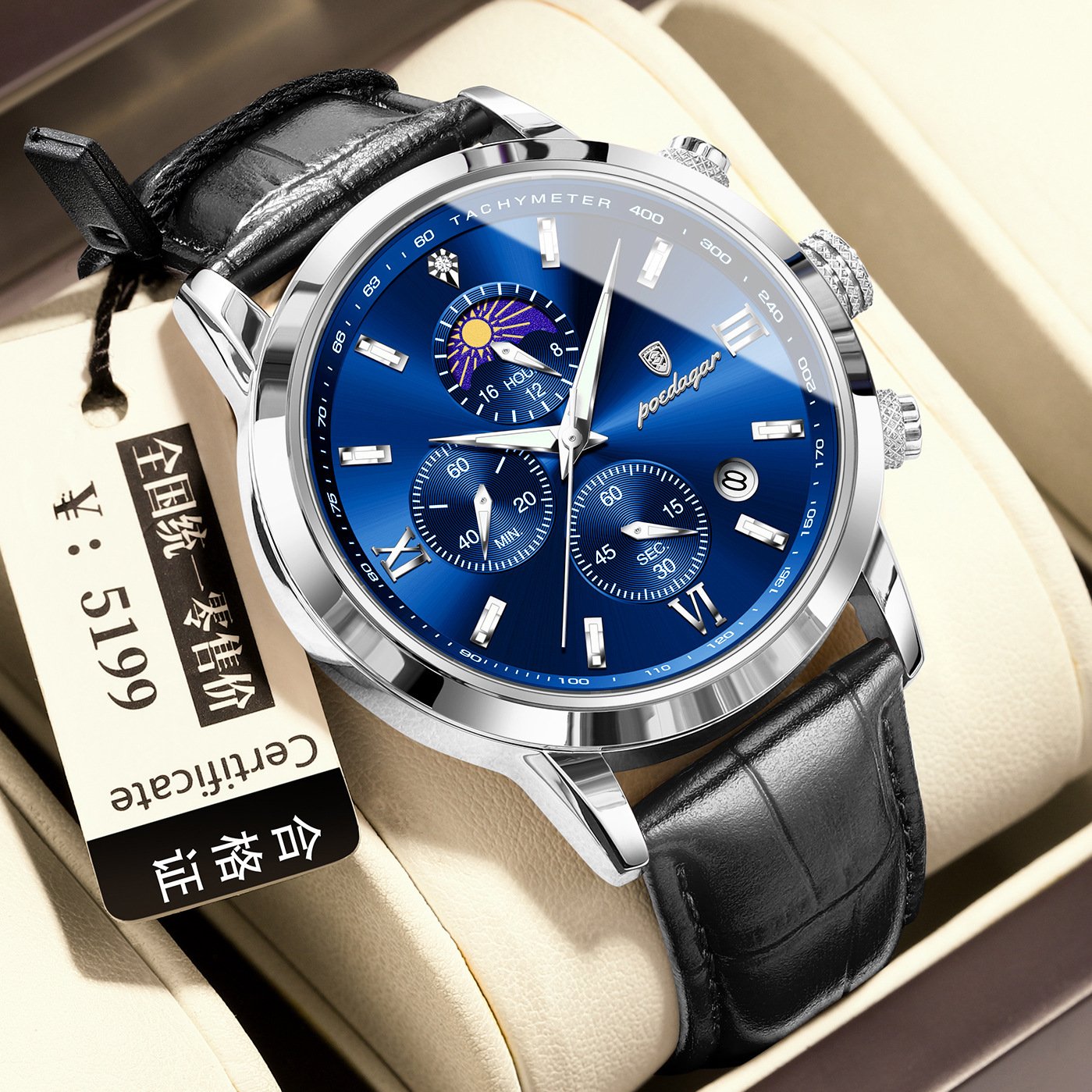 Multi-Function Sports Timing Moon Phase Men's Watch - Image 10
