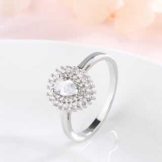 Japanese And Korean Love 925 Silver Full Diamond Drip Ring