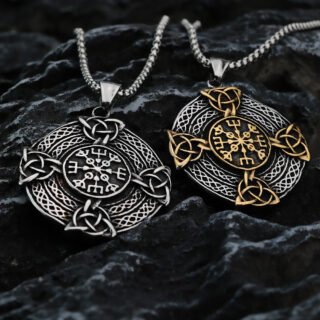 Vintage Stainless Steel Men's Pendant Cross Celtic Knot Symbol Necklace