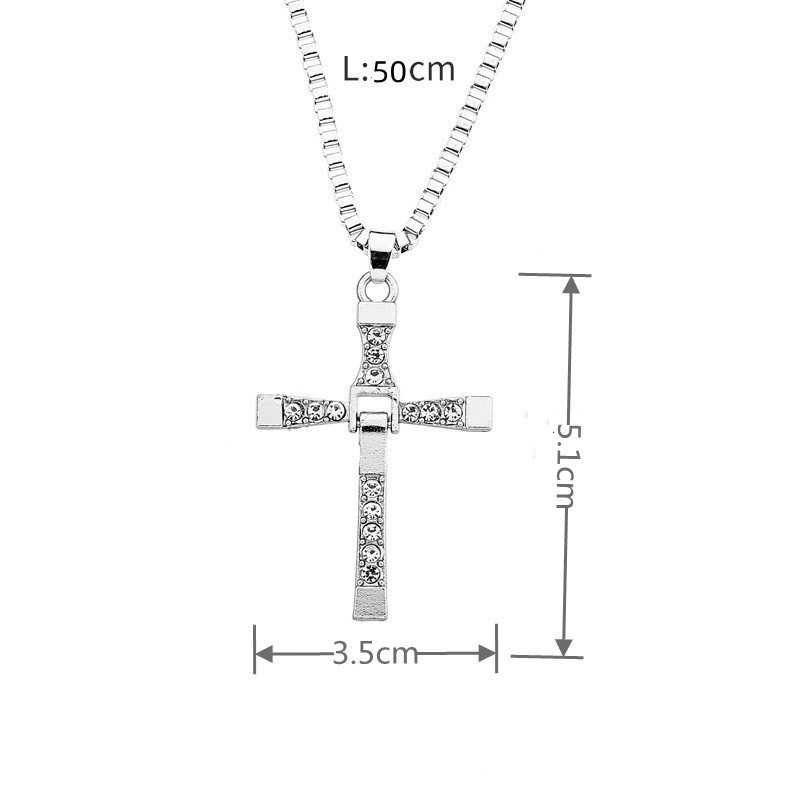 Men's Cross Pendant Diamond-studded Necklace - Image 5