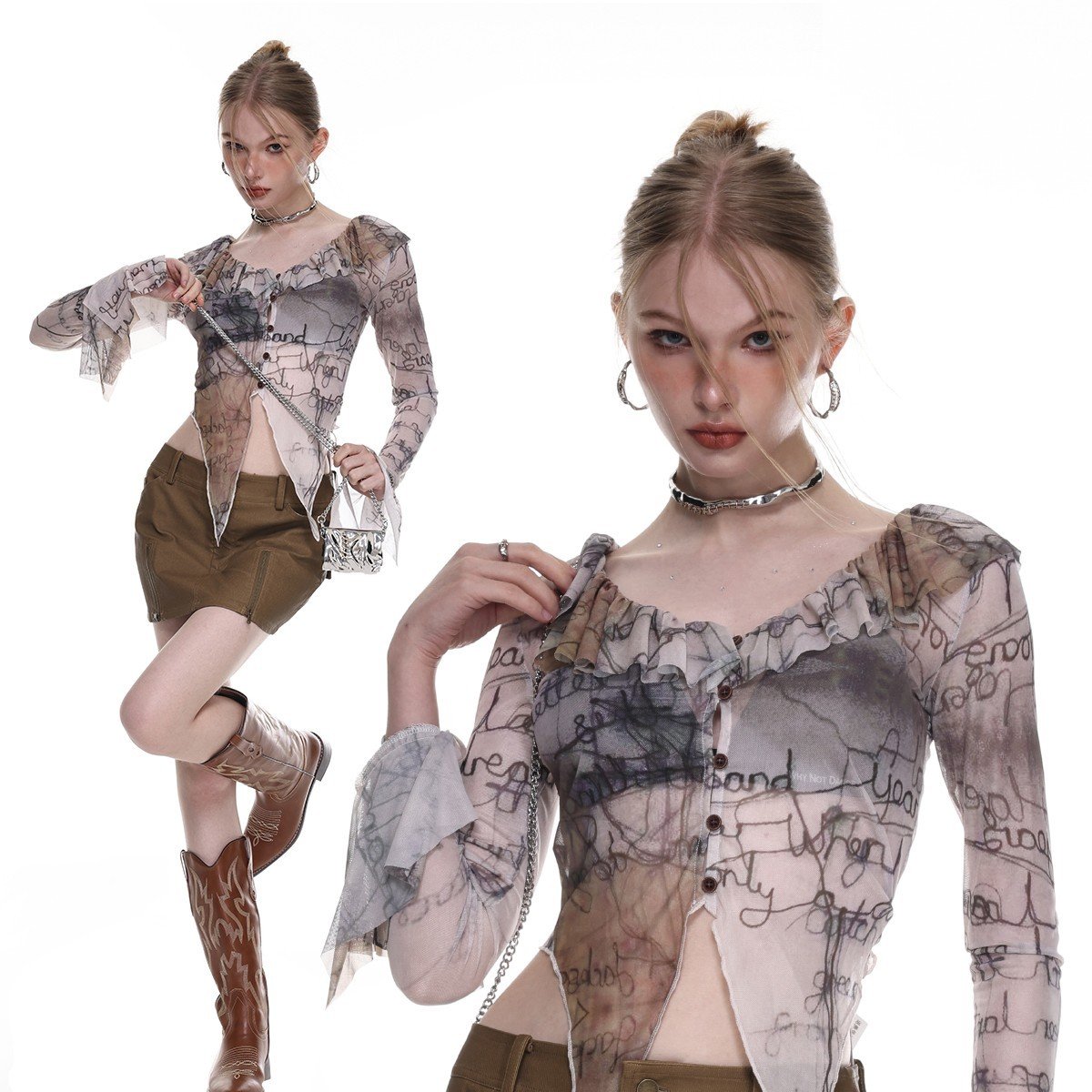 Trauma Series Gold And Silver C- Ring Earrings - Image 4