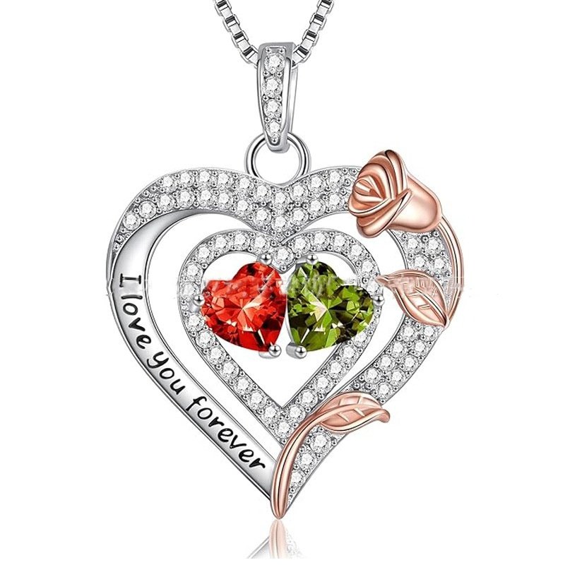 European And American Heart Of Eternity S925 Sterling Silver Double-layer Necklace For Women - Image 5