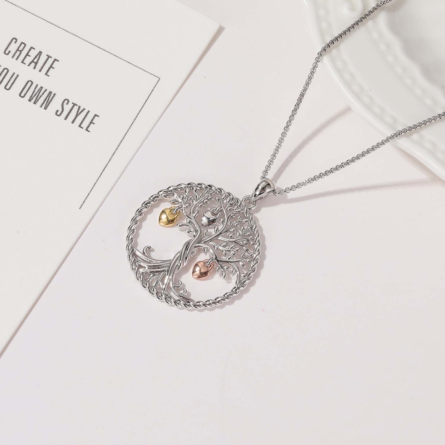 Fashion Heart Lucky Tree Hollow Necklace - Image 4