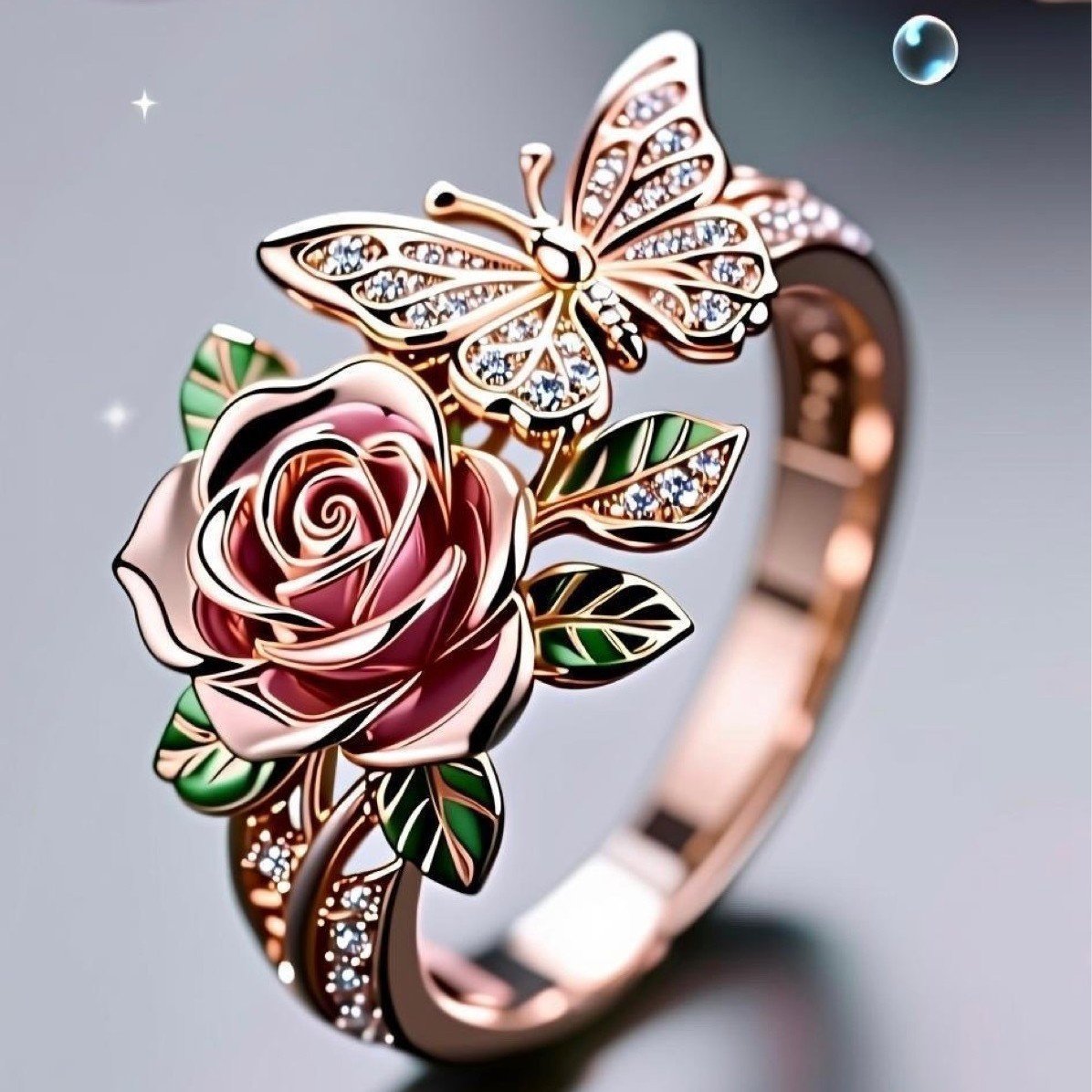 Colorful Oil Necklace Butterfly Personality Ring - Image 2