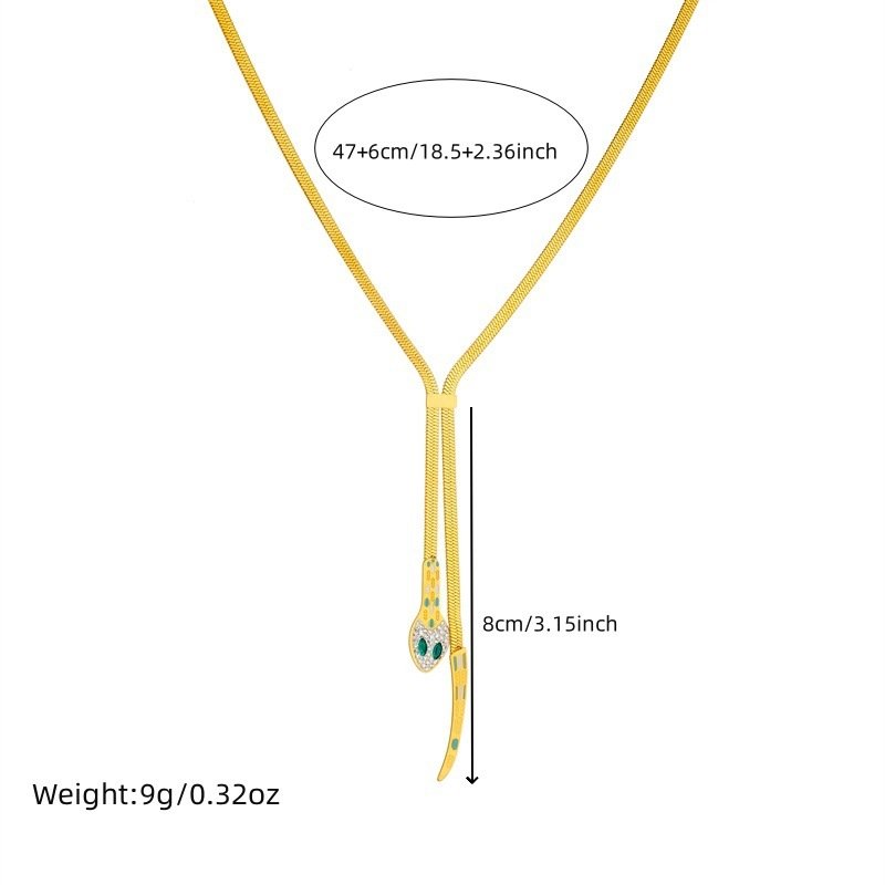 Women's Full Diamond Snake Head Snake Tail Snake Bones Chain Necklace - Image 4