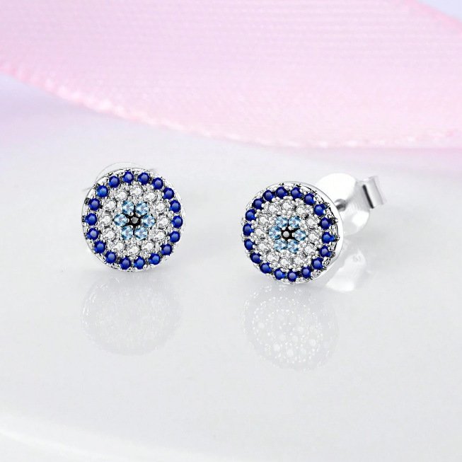 Retro Evil Eyes Ear Studs Compact Temperamental Over Inlaid Zircon