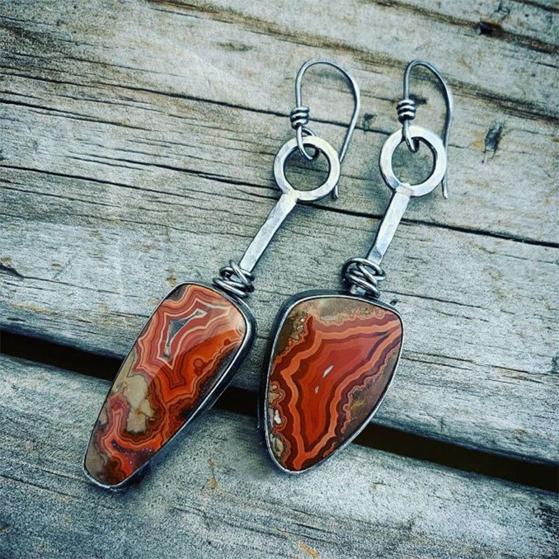 Retro Geometric Enamel Personalized Earrings - Image 8