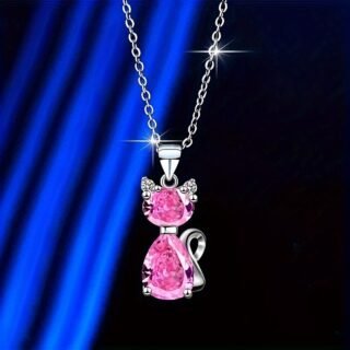 Fashion Unique Crystal Cat Pendant Necklace
