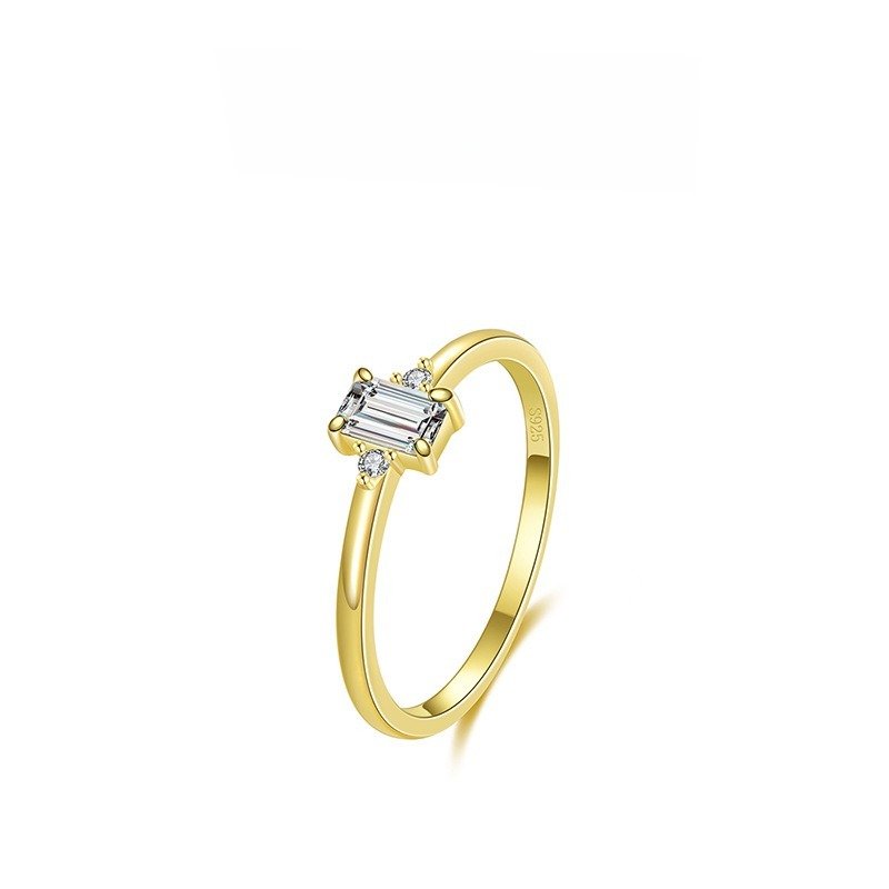 Simple Inlaid Zirconium Rectangular Fashion Special-interest Diamond Ring - Image 6