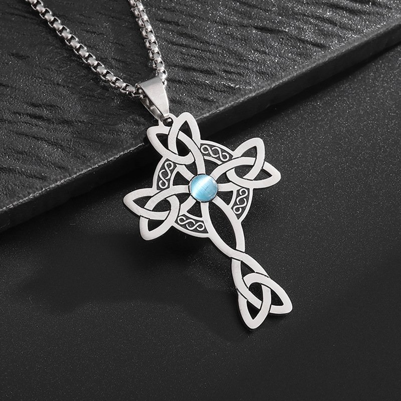 Fashion Cross Steel Color Men's Necklace - Image 2