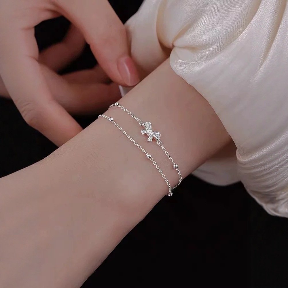 Double-Layer Light Luxury Design Exquisite Bow Bracelet - Image 2