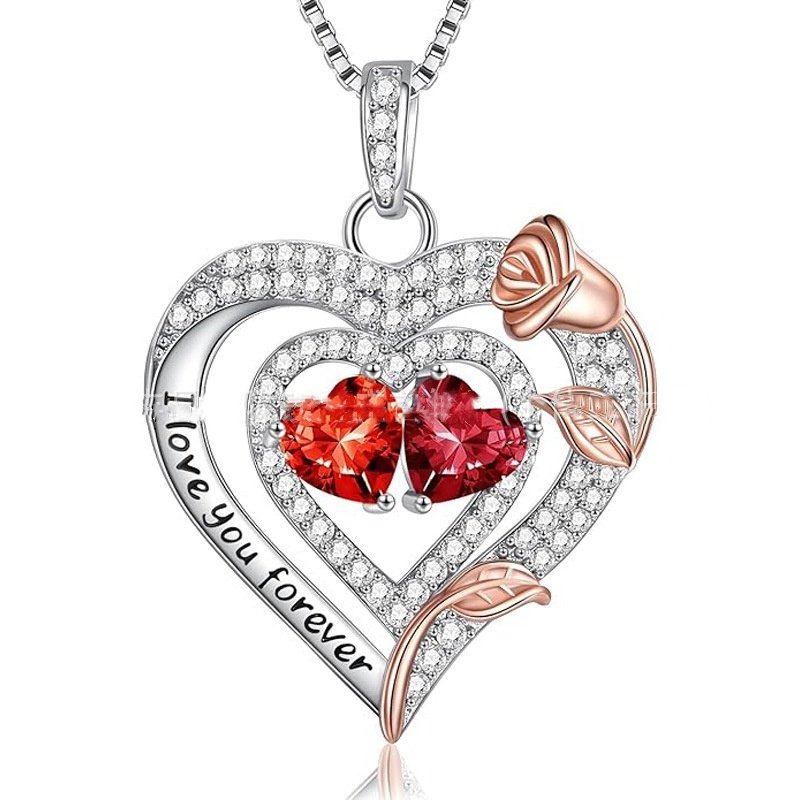 European And American Heart Of Eternity S925 Sterling Silver Double-layer Necklace For Women - Image 6