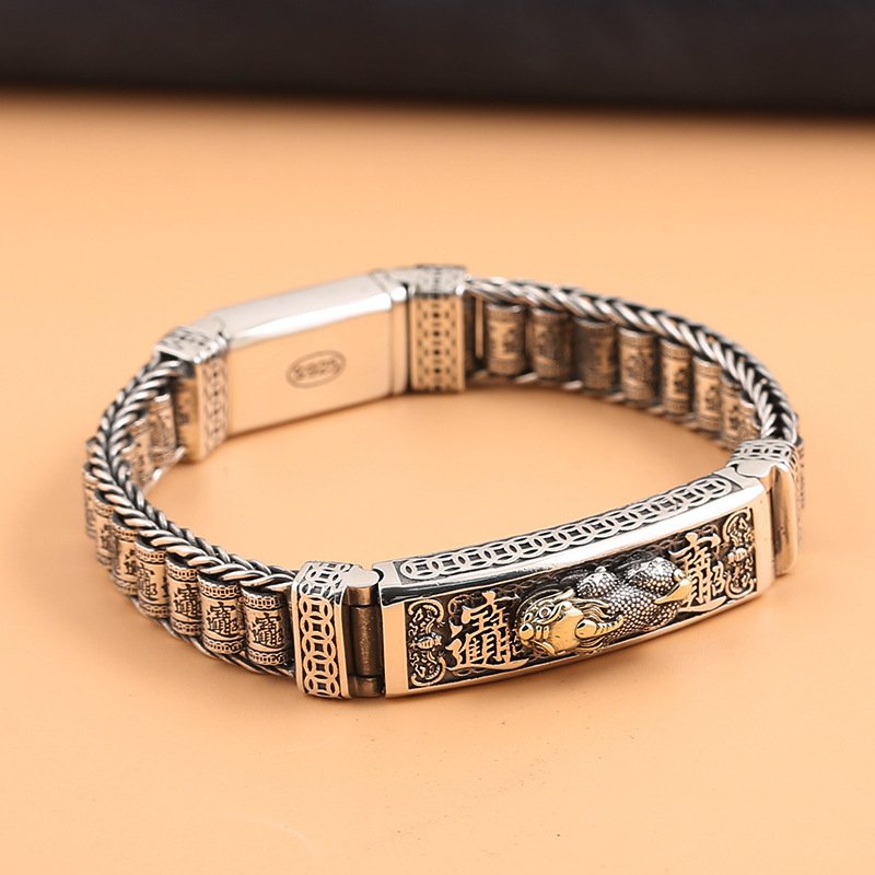 Pure Silver Money Bracelet Retro Tai Silver Popular Men - Image 6