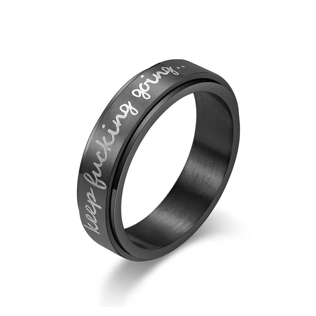 Keep Fucking Going Inspirational Titanium Steel Ring Rotating Rotatable - Image 3