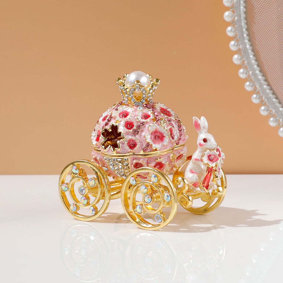 Creative Princess Carriage Cherry And Bunny Ornament Storage Box - Image 3