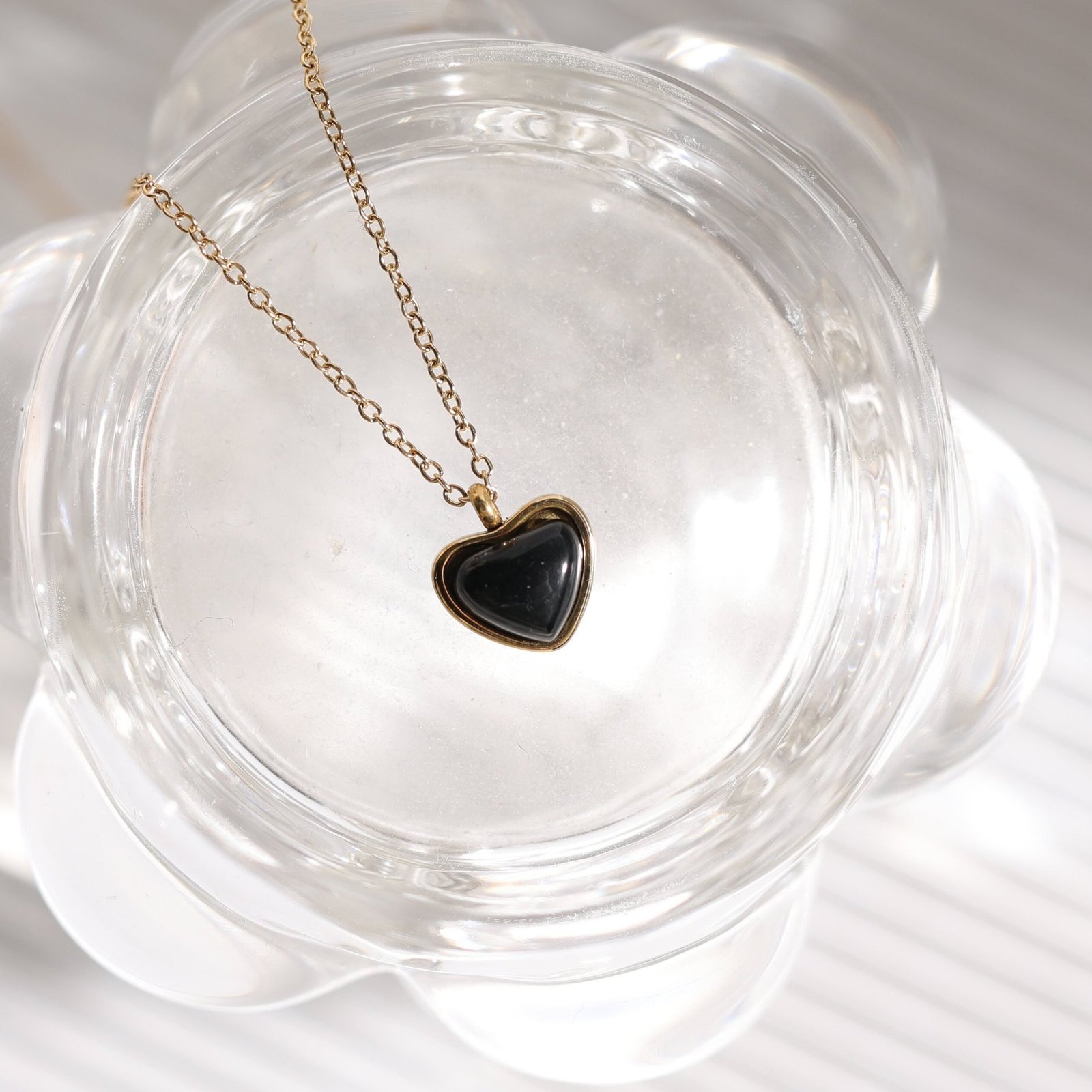 Titanium Steel Color Retaining Ins Natural Stone Imitated Black Agate Pendant Necklace - Image 3