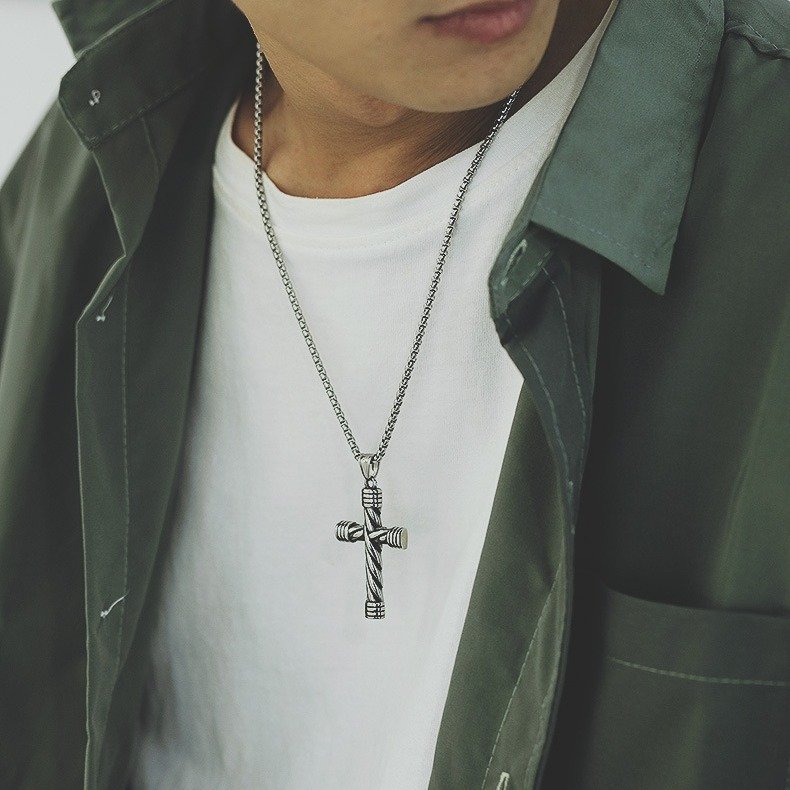Cross Pendant Street Cool Hip Hop Style Man's Stainless Steel Necklace - Image 2
