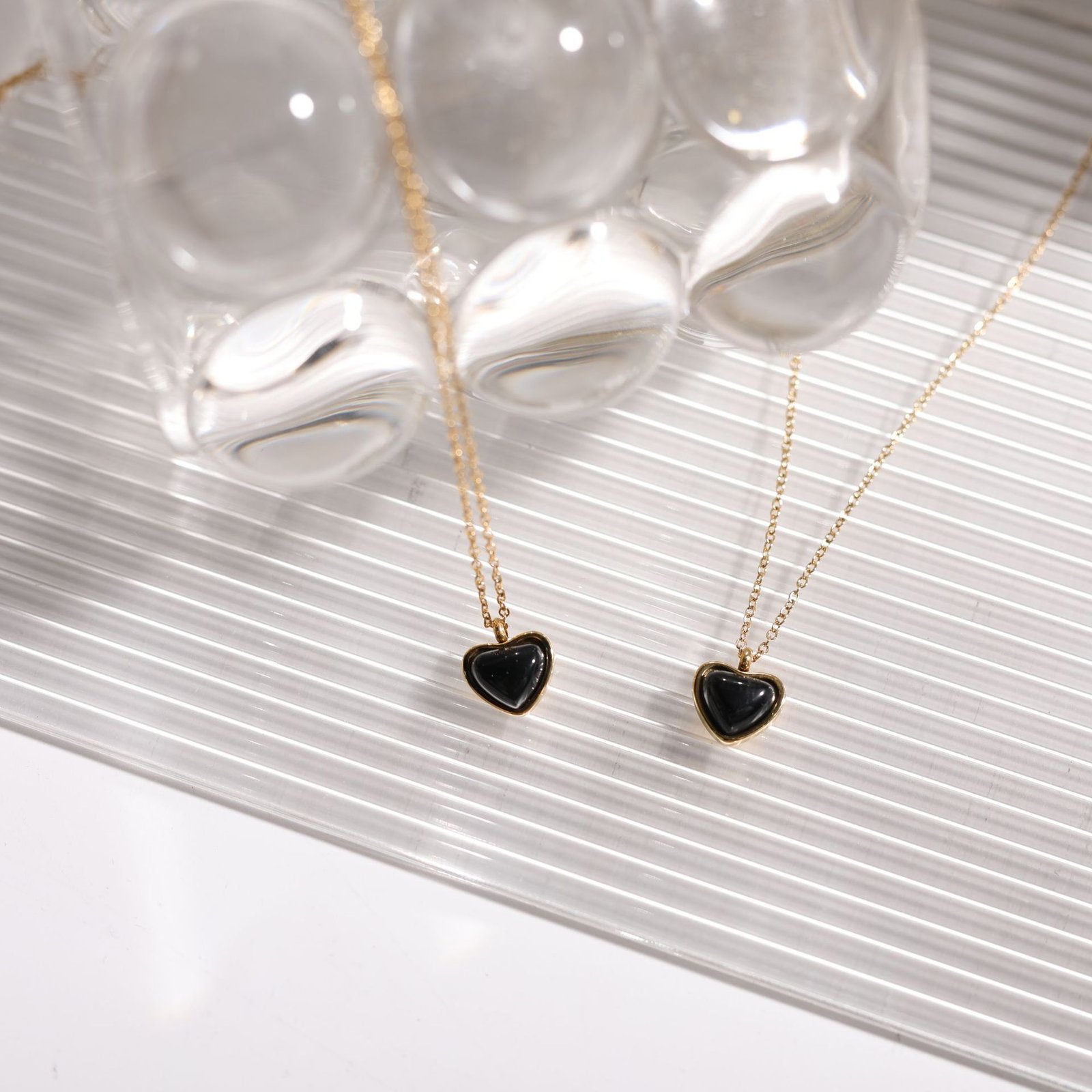 Titanium Steel Color Retaining Ins Natural Stone Imitated Black Agate Pendant Necklace - Image 2