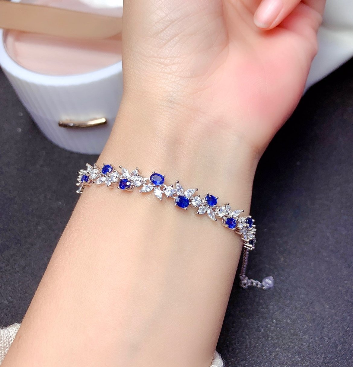 Women's Sterling Silver Gold-plated And Inlaid Sapphire Bracelet - Image 2