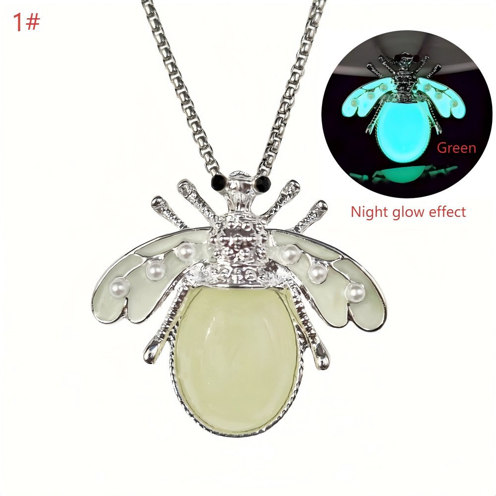 Fantasy Luminous Bee Necklace Firefly Inlaid Pearl Design Personalized Luminous Effect - Image 6
