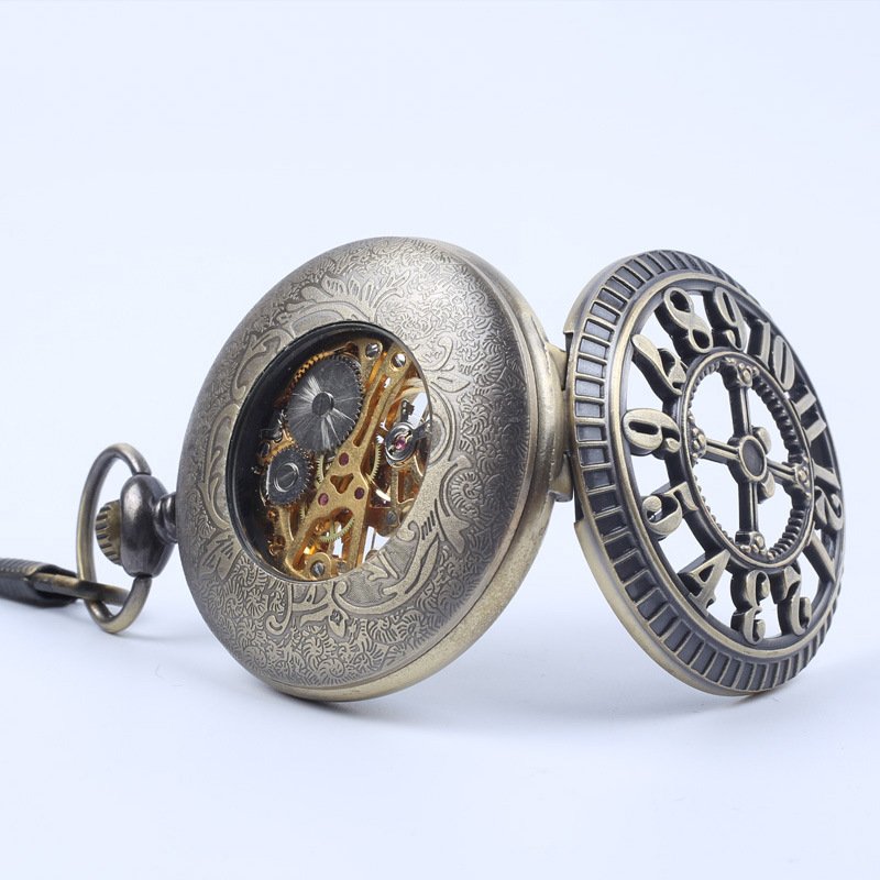 Automatic Semi-automatic Mechanical Pocket Watch Roman Digital Dial Pocket Watch - Image 8