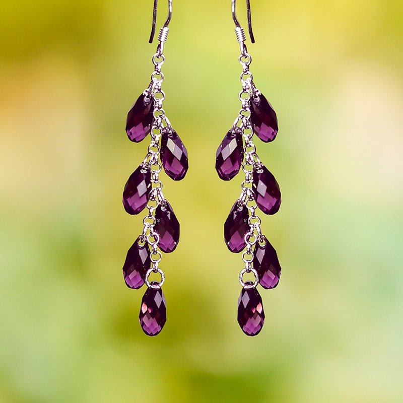 Bead Curtain Silver Needle Jewelry Crystal Earrings - Image 3