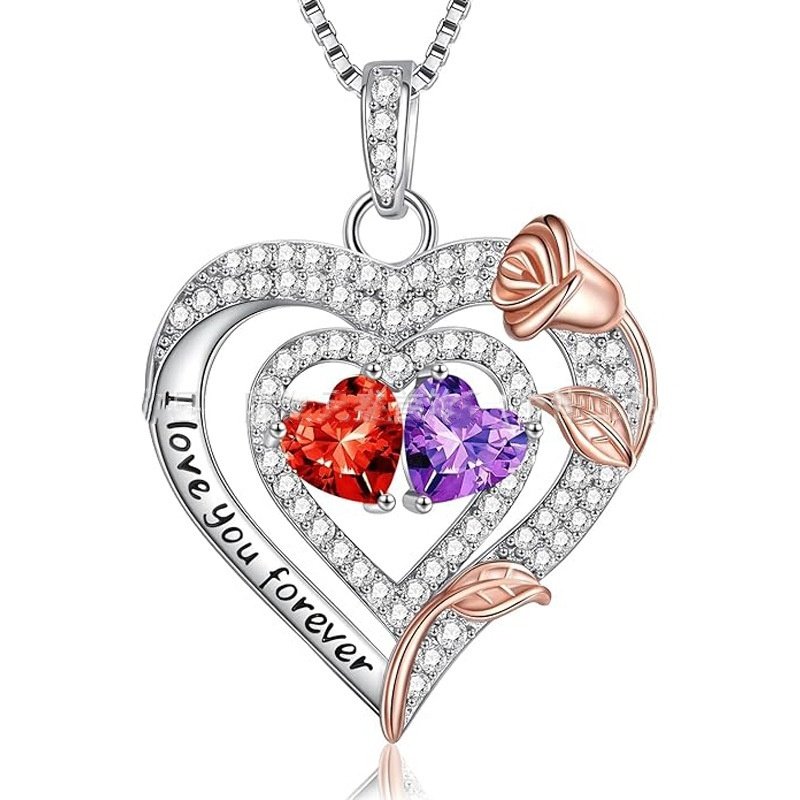 European And American Heart Of Eternity S925 Sterling Silver Double-layer Necklace For Women - Image 9