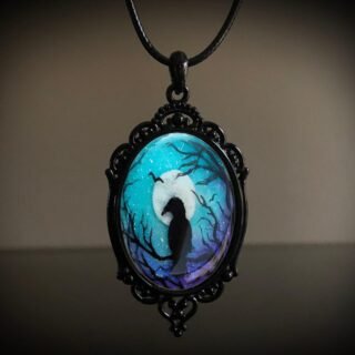 Gothic Crow Forest Pendant Charm Necklace