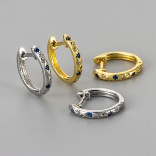 European And American Simple Blue Awn Star Moon Zircon Earrings Simple Stud Earrings