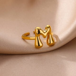 Cute Bubble Letters Ring Gold 18K Gold Plated Ring